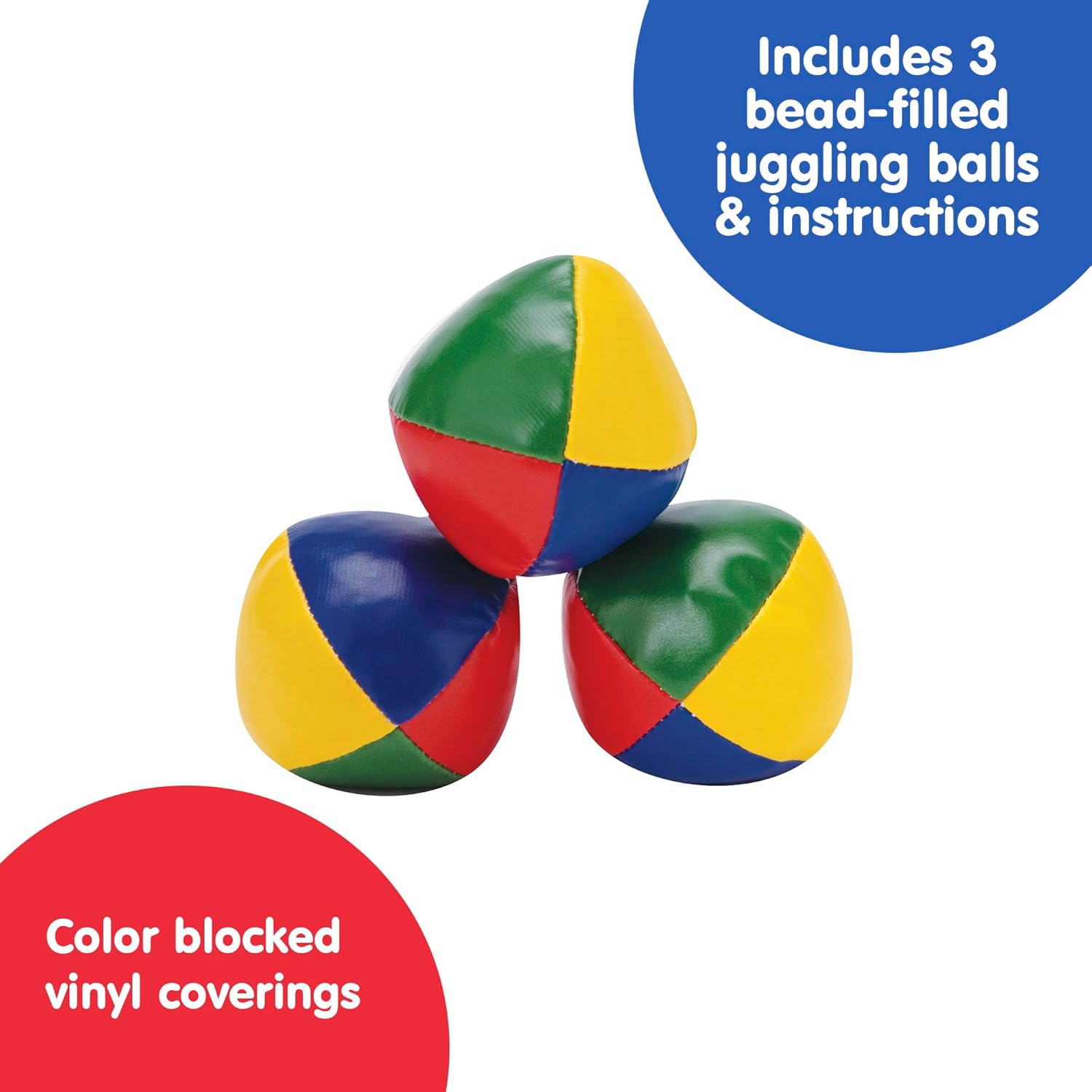 Schylling Classic Juggling Balls - Colorful Vinyl Toss-and-Catch Balls with Bead Filling - Includes 3 Balls and Instructions - Ages 5 and Up - Three Piece Set - Image 3