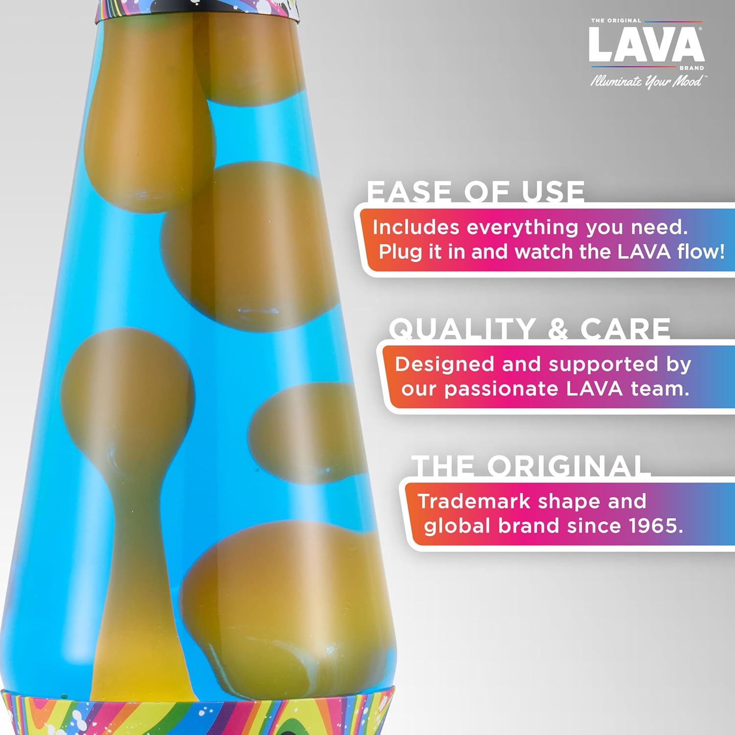 Lava The Original Lamp - 14.5 Splattered Distortion ?C Classic Liquid Motion Lamp - Orange Wax and Blue Liquid - Item #2427 (Amazon Exclusive) - Image 2